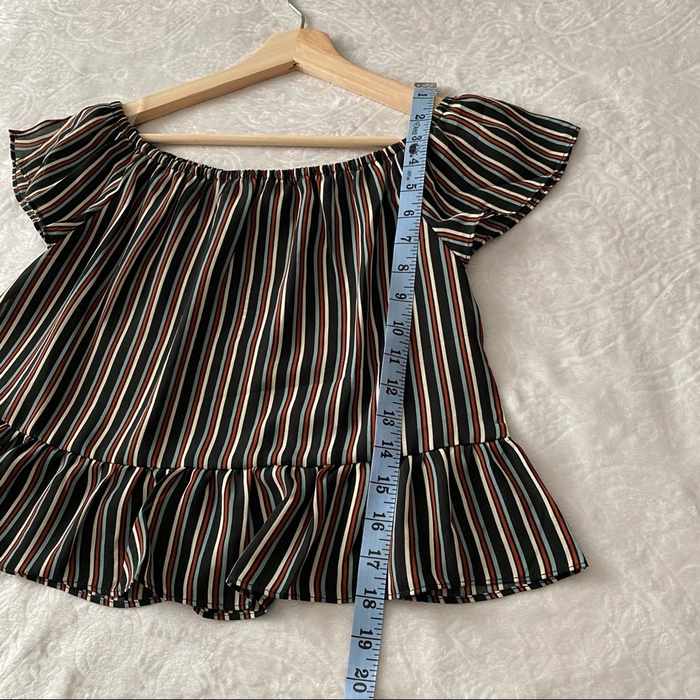 NWT Cropped Semi Sheer Stripe Top - Picture 3 of 9